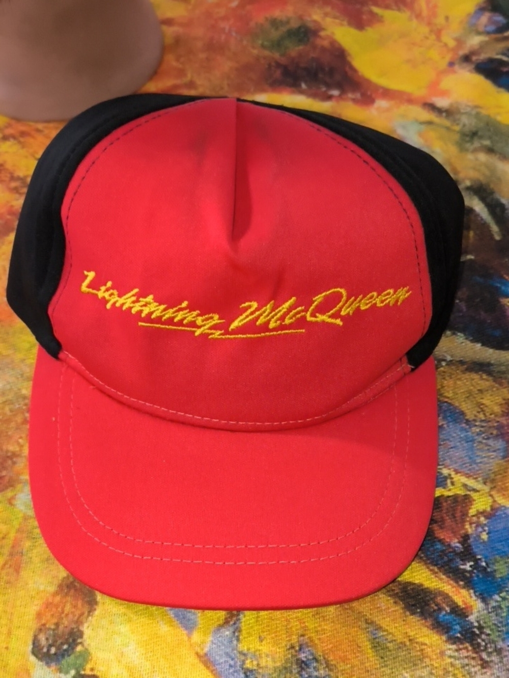 Disney Pixar Cars Lightning McQueen Embroidered  Elastic Strap Hat Cap 18-24M
